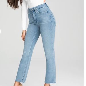 Good American Good Straight Split Pockets High Rise Straight Leg Denim Jeans